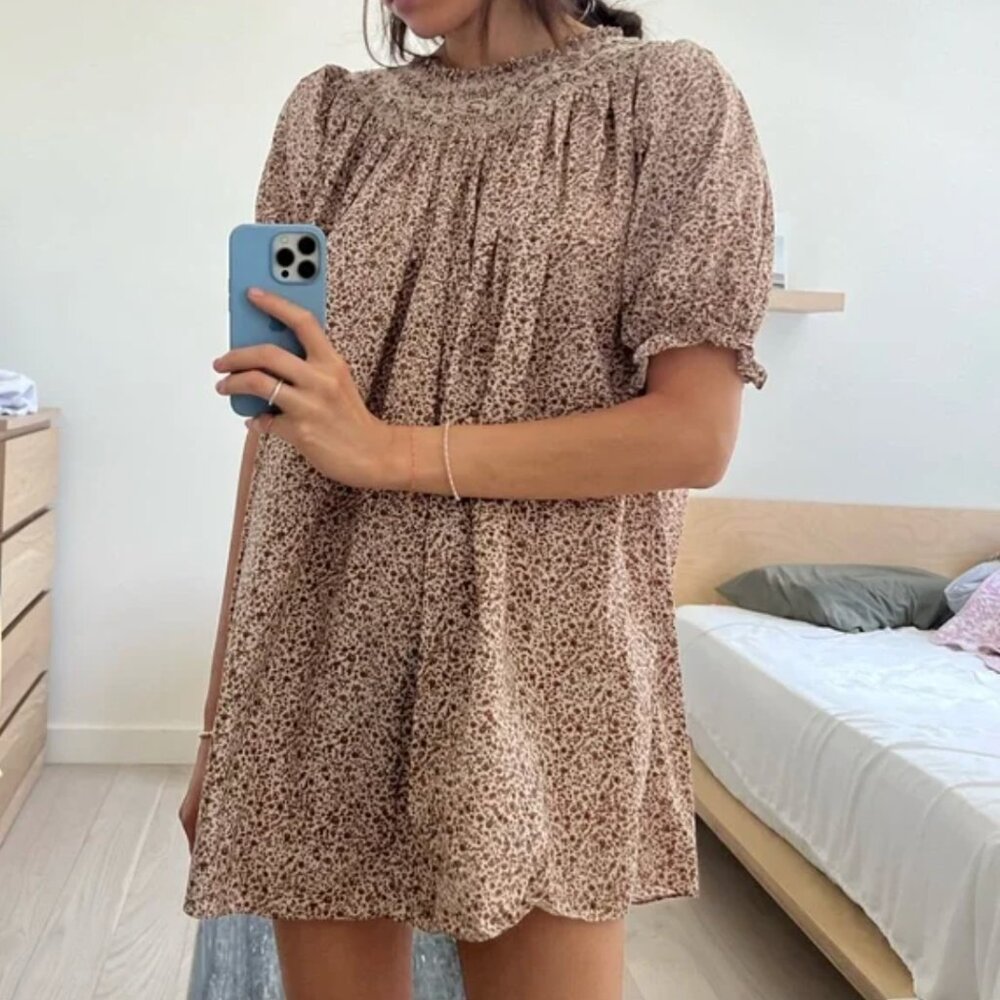 Doen Odessa Brown Floral Mini Dress